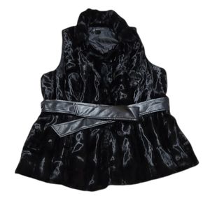 INC‎ International Concepts Black Faux Fur Vest Size L